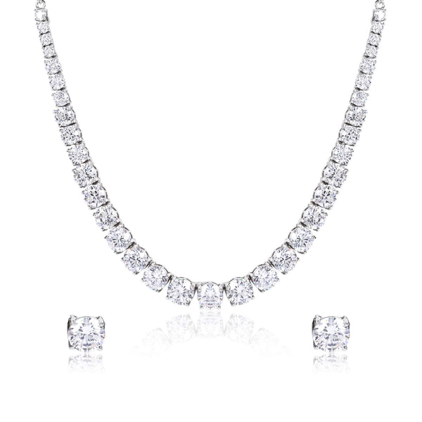 Classic Tennis Silver Necklace Set