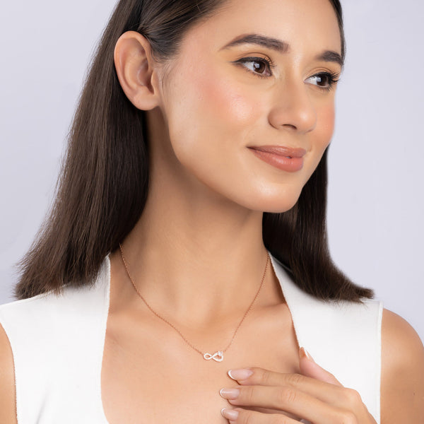 Infinity Pendant Necklace with CZ Stones