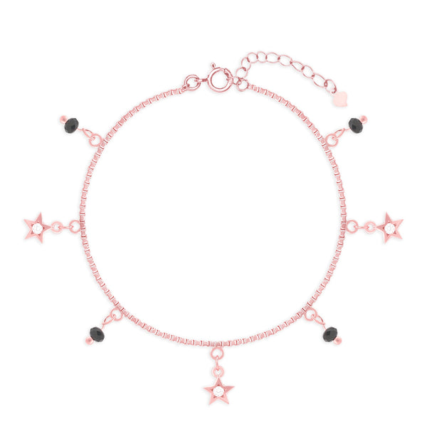 Star Charm Bracelet with Black Beads