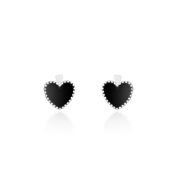 Beaded Edge Heart Stud Earrings