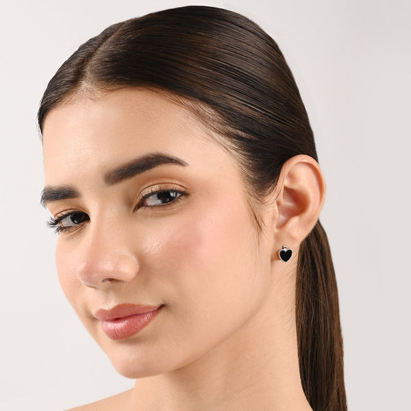 Beaded Edge Heart Stud Earrings