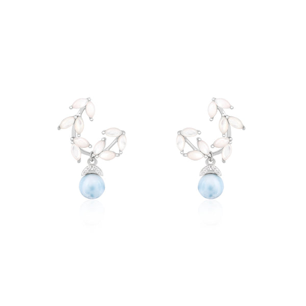 Pearl Beads Leaf Earring