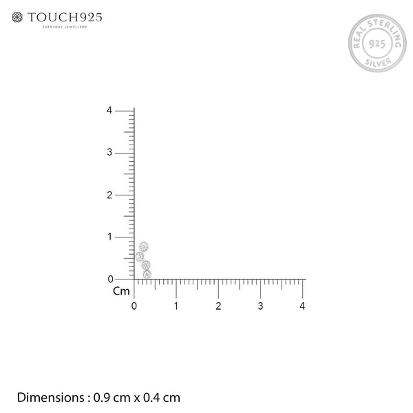 Triple Bezel Set Stud Earrings