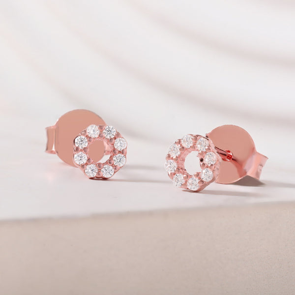 CZ Circle Stud Earrings