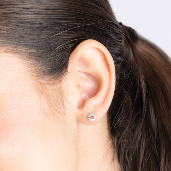 CZ Circle Stud Earrings