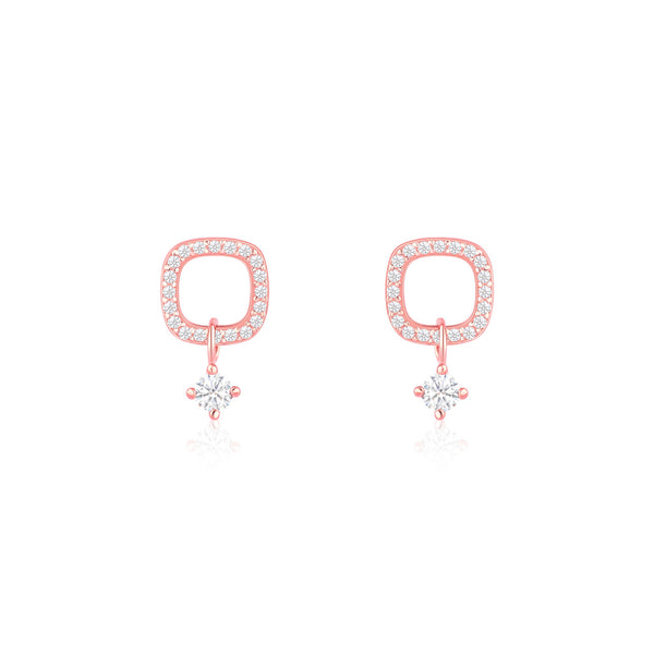 CZ Drop Charm Stud Earrings