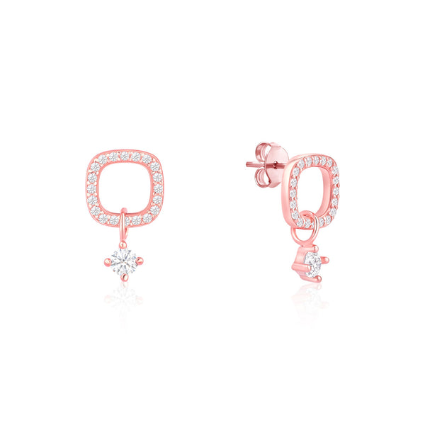 CZ Drop Charm Stud Earrings