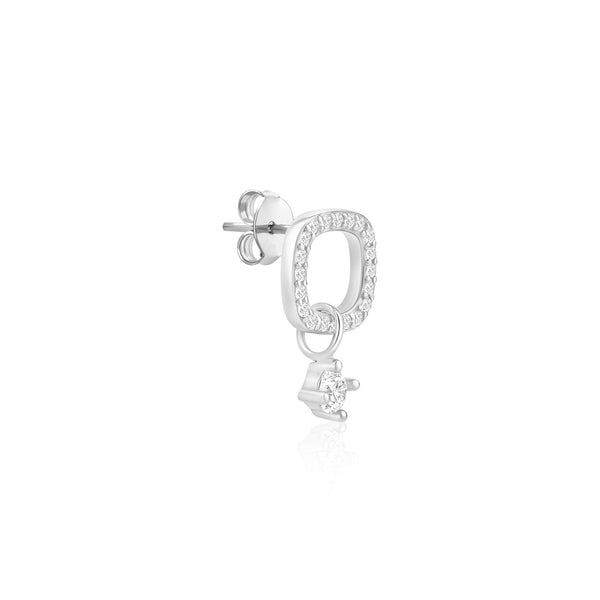 CZ Drop Charm Stud Earrings