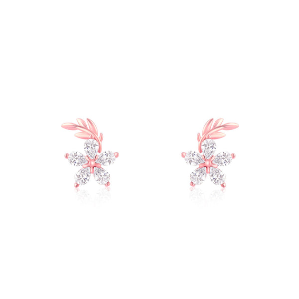 Floral CZ Stud Earrings