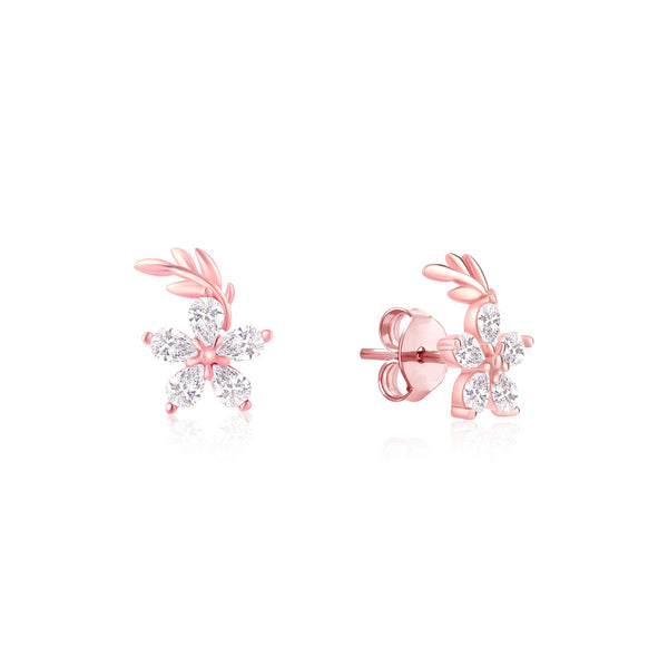 Floral CZ Stud Earrings