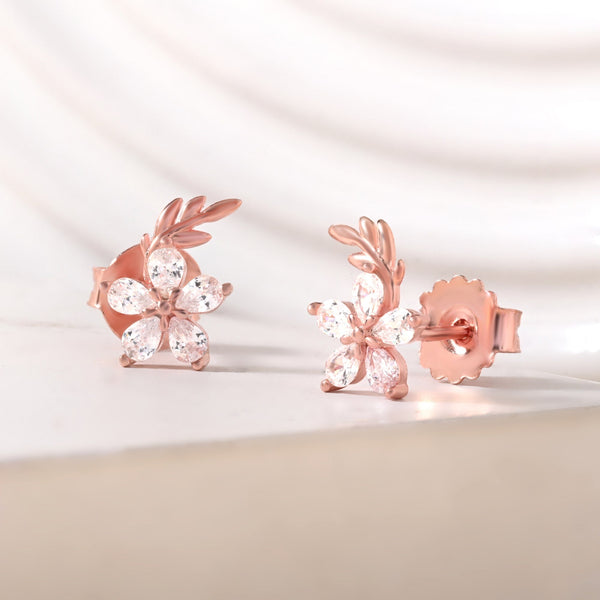Floral CZ Stud Earrings