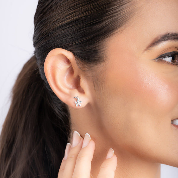Floral CZ Stud Earrings