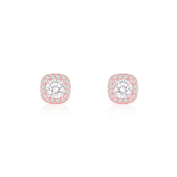 Halo CZ Stud Earrings