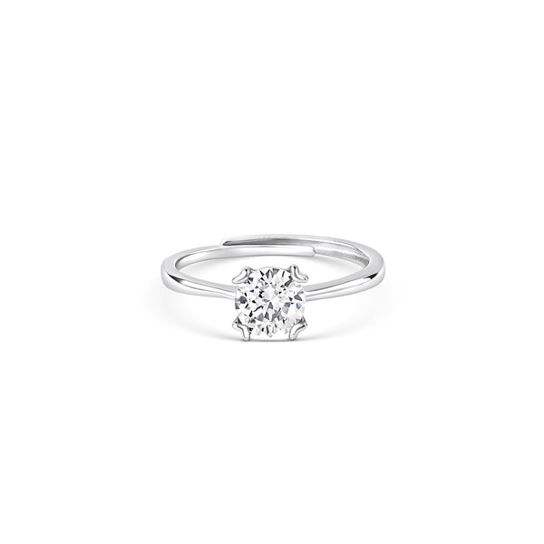 Claw-Set Solitaire Silver Ring