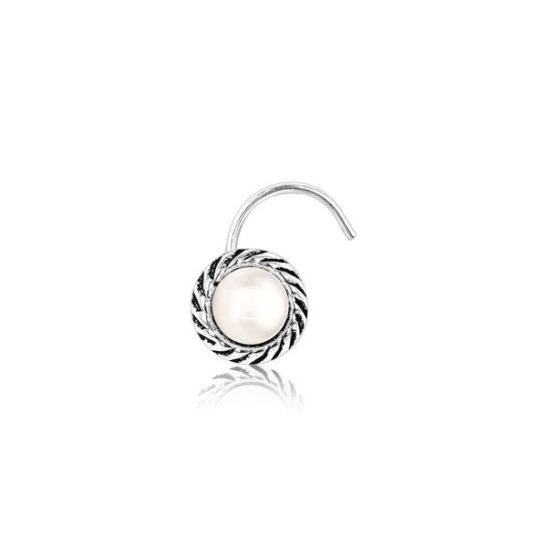 Pearl Oxidized Nose Pin