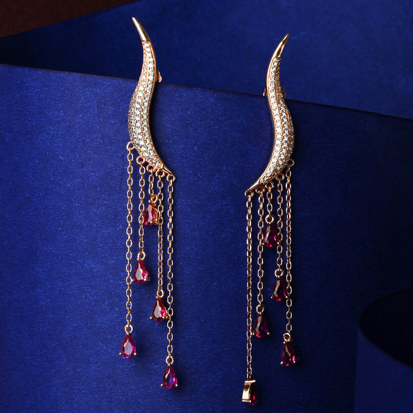 Ruby Chain Drops Earrings