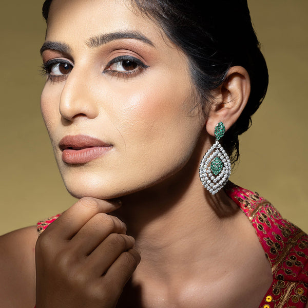Layered CZ Motif Earrings