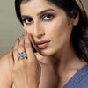 Silver Floral Cluster Ring