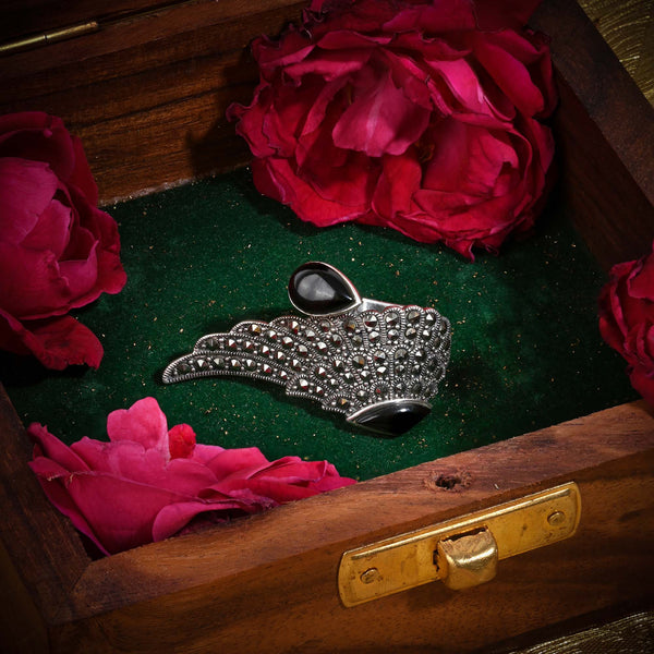 Winged Elegance Oxidised Silver Ring