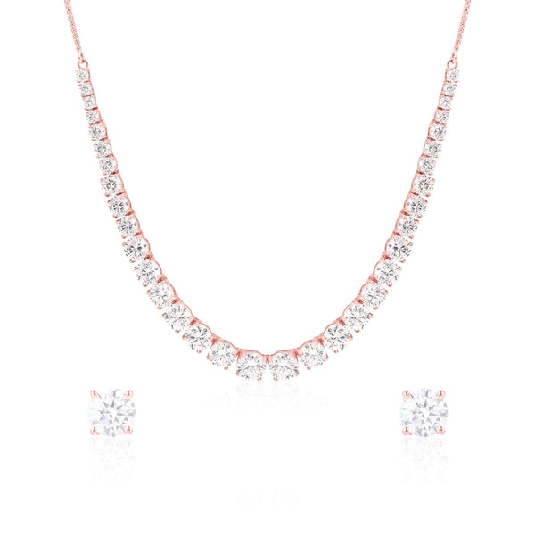 Classic Tennis Silver Necklace Set