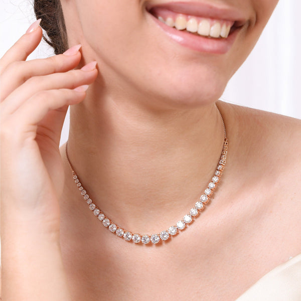 Classic Tennis Silver Necklace Set